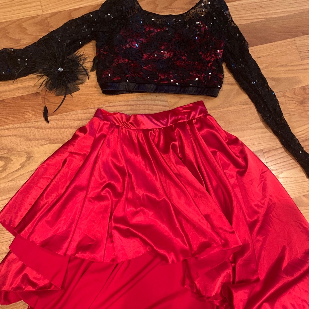 Gorgeous red and black three-piece costume